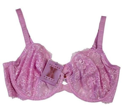 Floral Lace Unlined Bra with X Charm