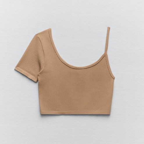 ZARA Limitless Contour Collection Crop Top Tan - $40 New With Tags - From v