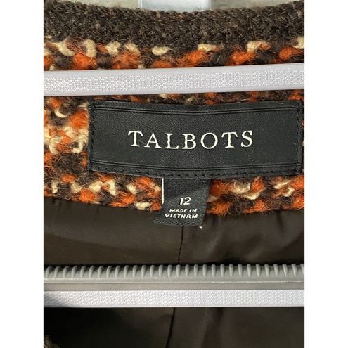 Talbots Blazer Women Lined Full Zip Wool Blend Autumn Colors