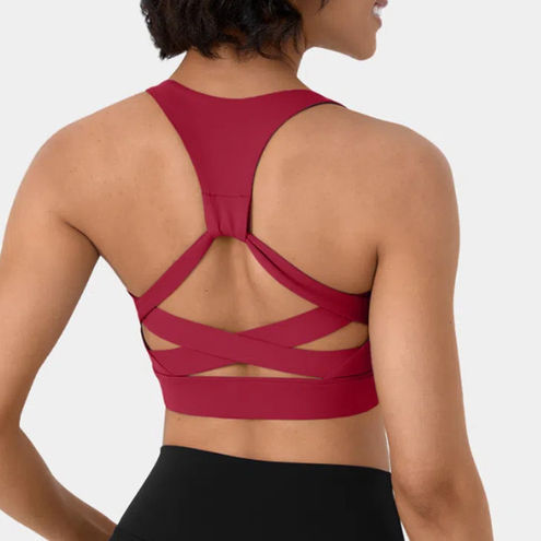 Women's Low Support Backless Racerback Crisscross Yoga Sports Bra - Halara