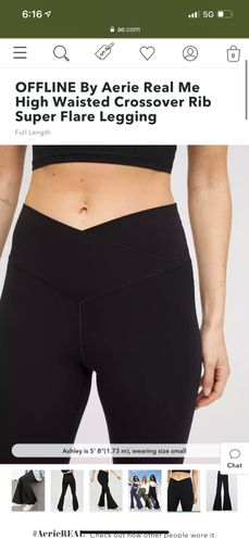 Aerie Real Me High Waisted Crossover Rib Super Flare Legging - SHORT SIZE M  Black Size M - $20 (33% Off Retail) - From Anelise
