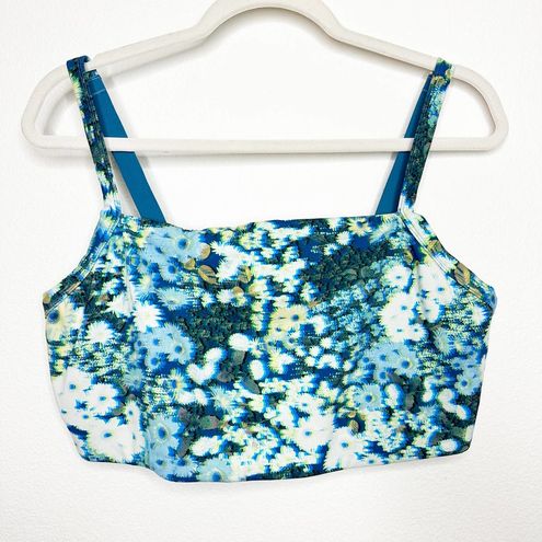 Aerie OFFLINE BY NWOT Blue Floral 3D Goals Stretch Medium Support Sports Bra  XL - $28 - From Trisha