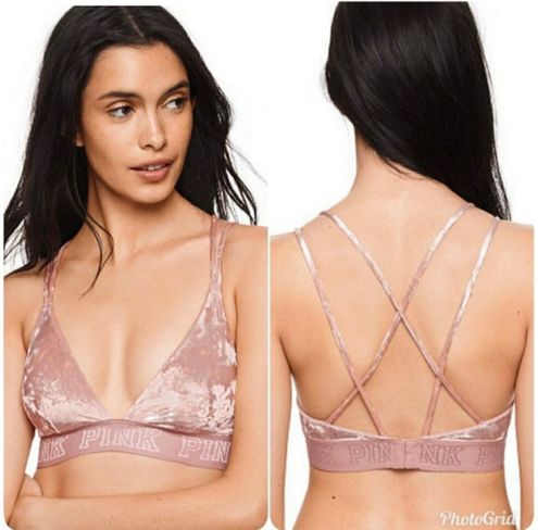 PINK - Victoria's Secret Unlined Pink Velvet Triangle Bralette - $25 - From  Courtney