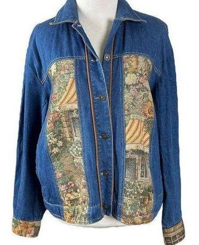 Erin London Vintage 80s French Cafe Floral Tapestry Denim Shacket