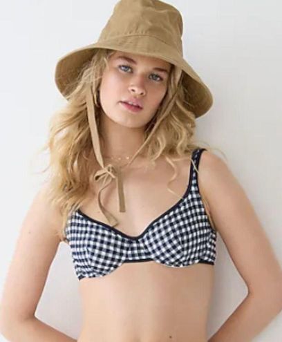 J.Crew Gingham Bikini Top 34DD Navy Blue and White Size M - $23 New With  Tags - From Brynna