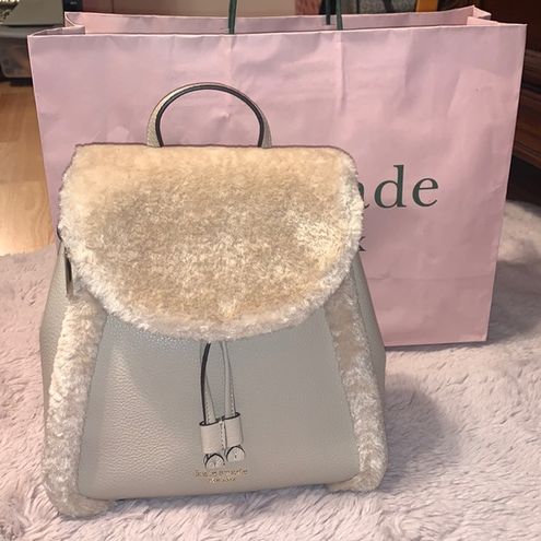 Kate Spade Brand new medium flap backpack faux shearling light