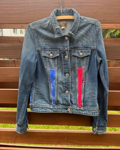 Girls Upcycle Buffalo Bills Bleached Denim Jacket/ Girls 