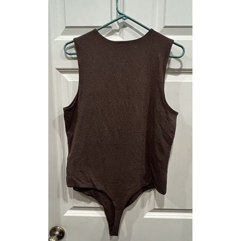 Nuuds Bodysuit Sleeveless Ribbed Xl Brown Nwot