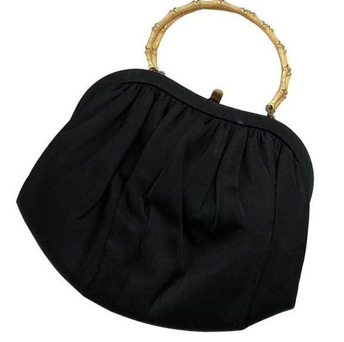 MM Morris Moskowitz Peau De Faille Black Gold Tone Evening Bag