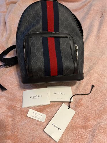 GUCCI GG Supreme Monogram Web Small Day Backpack Grey Black –  Debsluxurycloset