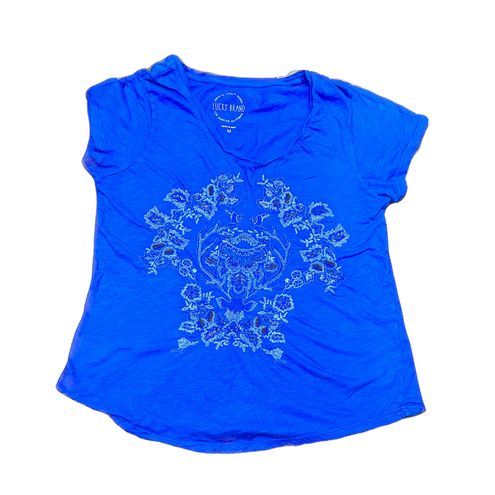 Lucky Brand Y2k Tee With embellishments Blue Size M - $13