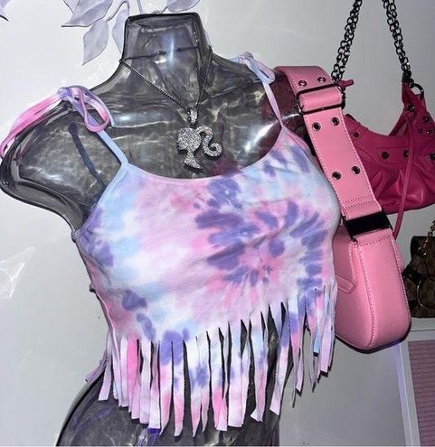 Dolls Kill tie strap fringe sugar thrillz tie dye pink lilac