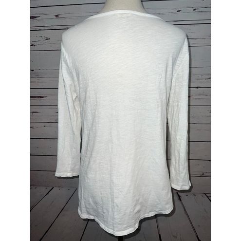 Lucky Brand womens shirt Medium White tunic top Boho Embroidered Blouse -  $18 - From Piece Of