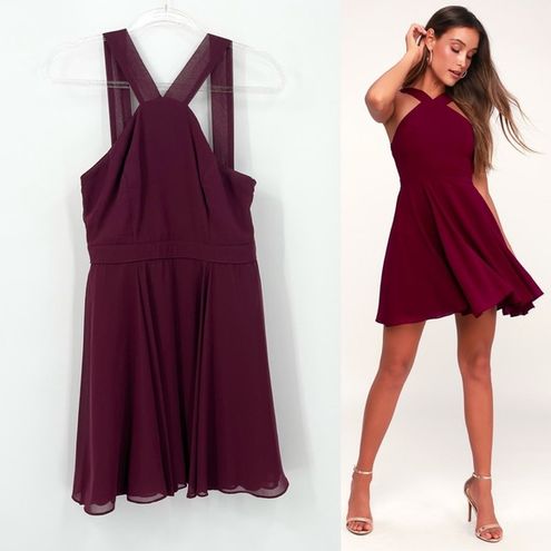 Forevermore Burgundy Skater Dress