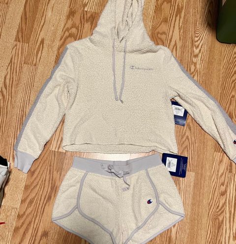 Champion Sherpa hoodie shorts set White 43 38 Off Retail