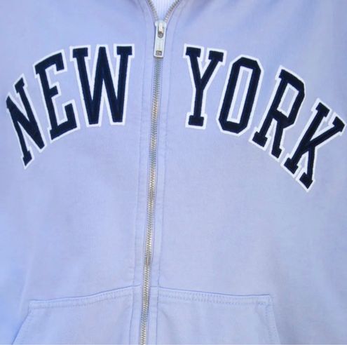 Brandy Melville Light Blue Periwinkle Christy Embroidered New York Zip Up  Hoodie Size L - $24 - From Kylie