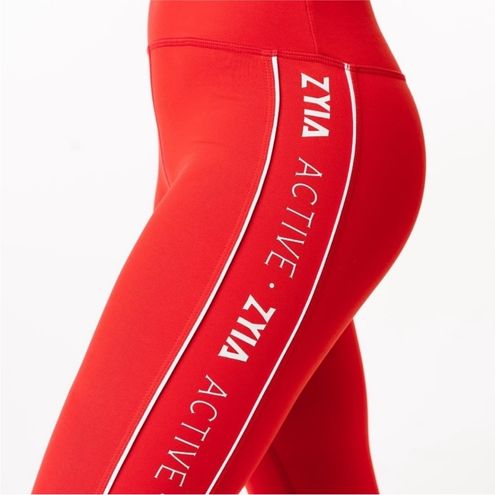 Zyia RED LOGO STRIPE LIGHT N TIGHT HI-RISE LEGGING, size 6-8 NWOT White -  $21 (73% Off Retail) - From Jamie