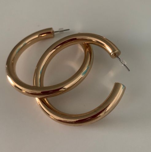 Thick Metal Hoop Earrings - A New Day™ Gold