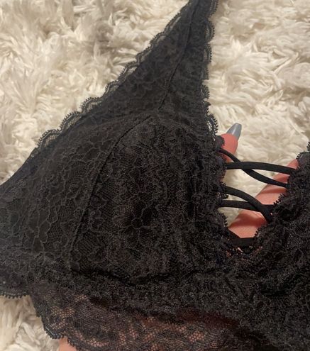 Hollister gilly hicks lace bralette black halter neck with criss cross