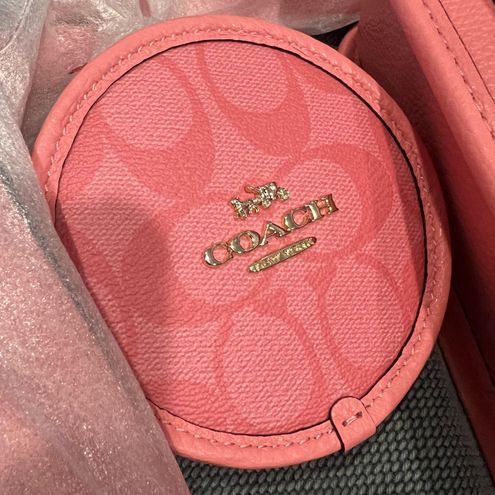 Coach, Bags, Coach Pennie Crossbody With Coin Case Signature Canvas  Detail Pink Lem