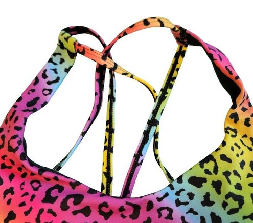 Zyia Rainbow Leopard Print Light n Tight Strappy Women's Sports