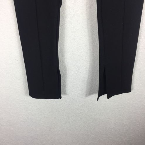 Head to the Office Black High-Waisted Side Slit Trouser Pants