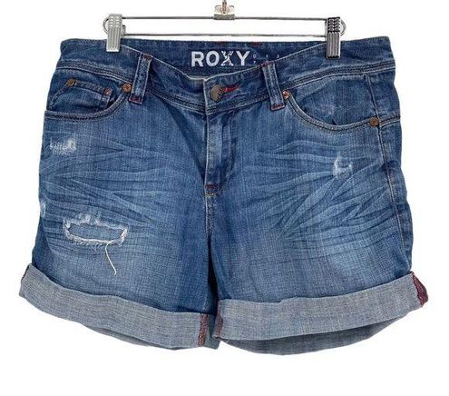 Distressed Cuffed Jean Shorts