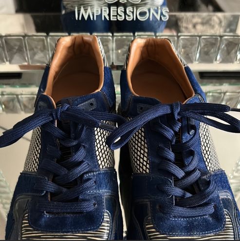 WMNS) LOUIS VUITTON Run Away Calfskin Sneakers Blue 1A5C2X - KICKS CREW