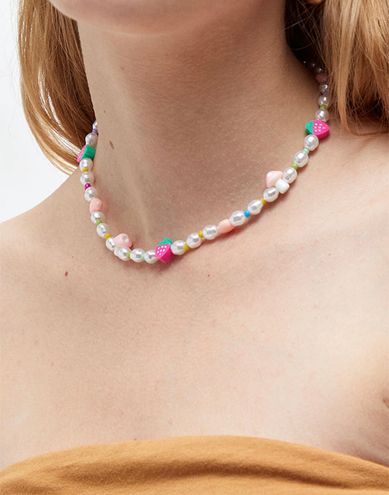 LA Hearts Pastel Multi Beaded Choker Necklace