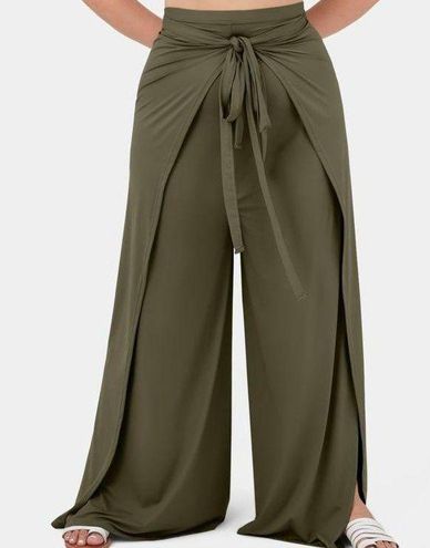 Women's High Waisted Lace Up Split Hem Palazzo Wide Leg Flowy Casual Plus  Size Pants - HALARA in 2023