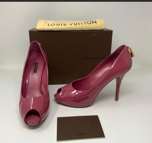 Louis Vuitton Pink Patent Leather Peep Toe Logo Padlock Stiletto High Heels  Shoe Size 10 - $650 (64% Off Retail) - From Galore