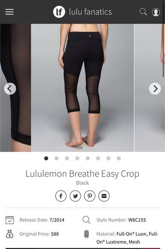 Lululemon Breathe Easy Crop Leggings Black Size 6 - $40 - From Dara