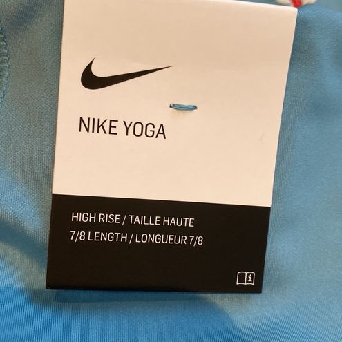 Nike Yoga 7/8 blue crochet edge dri-fit leggings XS NWT - $52 New