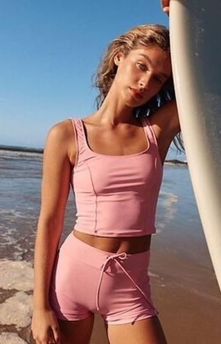 Free People x Seea Maisie UPF Square Neck Princess Seams Rose Swim