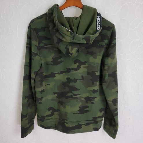 Hollister Womens Sweatshirt Hoodie Small Green Camouflage Zip Up Fleece  Pockets - $35 - From Annette