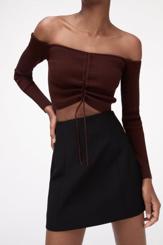 zara ruched top brown