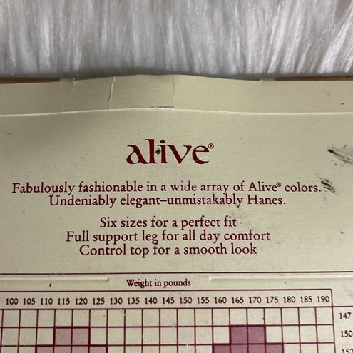 Hanes Alive Vintage Full Support Control Top Pantyhose Size E