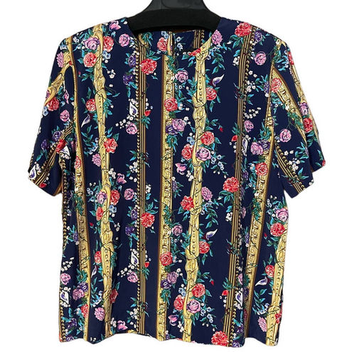 Susan Graver SG Sport Floral Print Short Sleeve Shell Size Large 14/16 -  $15 - From Jane