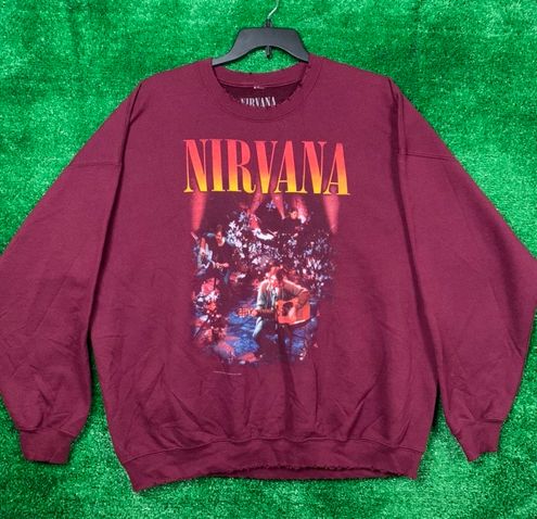 Urban Outfitters Nirvana Mtv Unplugged Distress Crewneck S M Red
