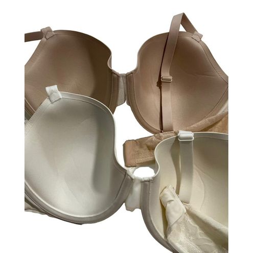 Maidenform Lot of 2 Size 38C Laced Seamless Bra White, Beige (10G-7) - $14  - From Bal