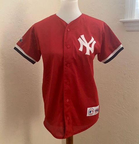 VINTAGE NEW YORK YANKEES RED MAJESTIC JERSEY