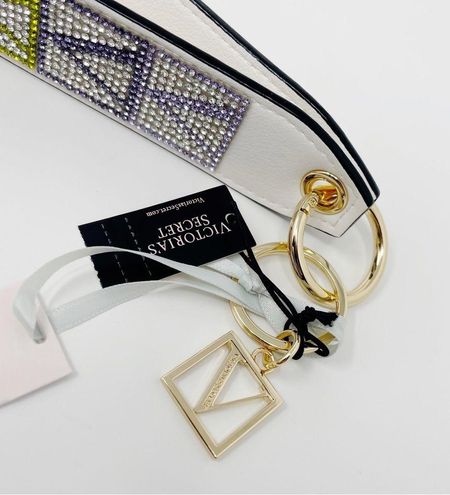 NWT Victoria's Secret Rhinestone Bling Key Chain Wristlet Strap White