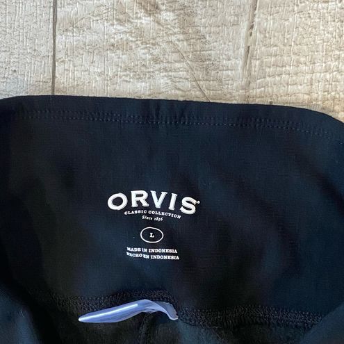 Orvis Black Mid-weight High Rise Fleece Lined Leggings Size L