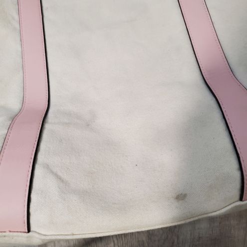 Victoria's Secret White and Pink Canvas Studded Tote Bag - $28