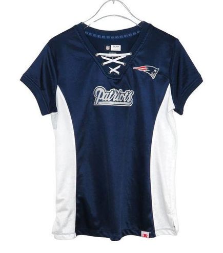 Team Apparel, Tops, Nfl Team Apparel New England Patriots Lace Up Womens  Jersey Top Small