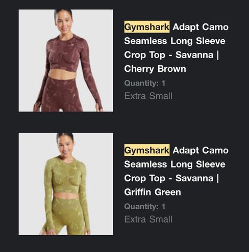 Gymshark Adapt Camo Seamless Long Sleeve Crop Top - Savanna