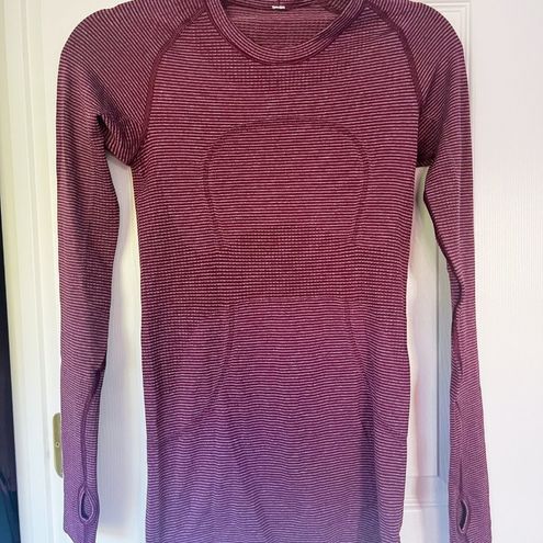 Lululemon Run: Swiftly Tech Long Sleeve Crew - Tonka Stripe Heathered Rust  Berry Rust Berry - lulu fanatics