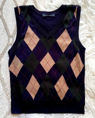 Brandy Melville, Sweaters, Brandy Melville Peyton Argyle Wool Cashmere  Knit Sweater Vest