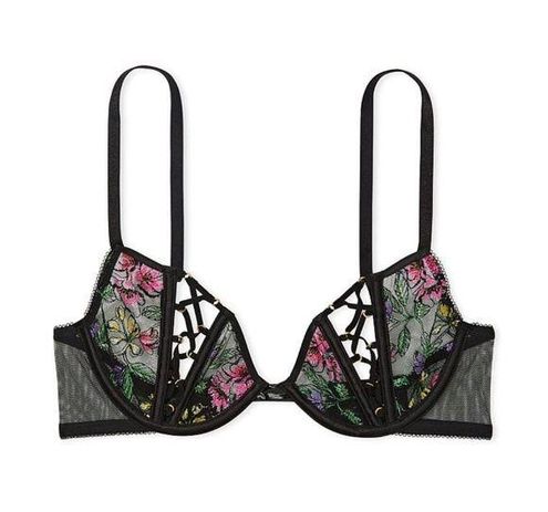 Victoria's Secret Very Sexy Lace-Up Open-Cup Demi Floral Embroidery Bra  Size 32D - $29 New With Tags - From Rachel