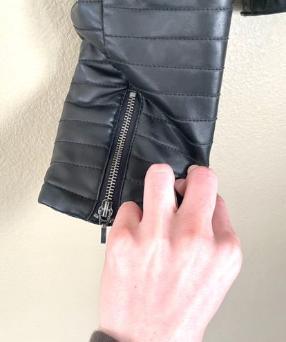 Faux Leather Quilted Cropped Jacket